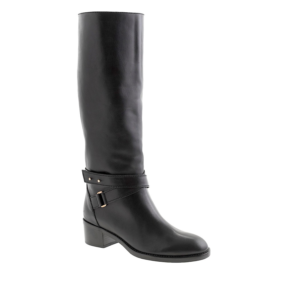 J Crew Women Parker Riding Boots Black Leather 9